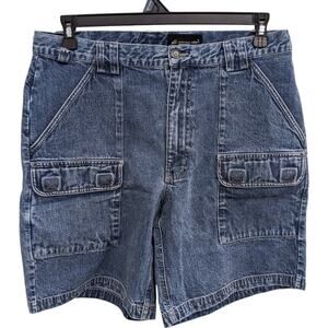 Eddie Bauer Blue Denim 7-Pocket Cargo Shorts Size 35